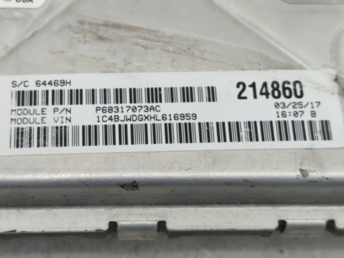 2016-2018 Jeep Wrangler PCM Engine Control Computer ECU ECM PCU OEM P/N:P68317073AC P68259136AB Fits Fits 2016 2017 2018 OEM