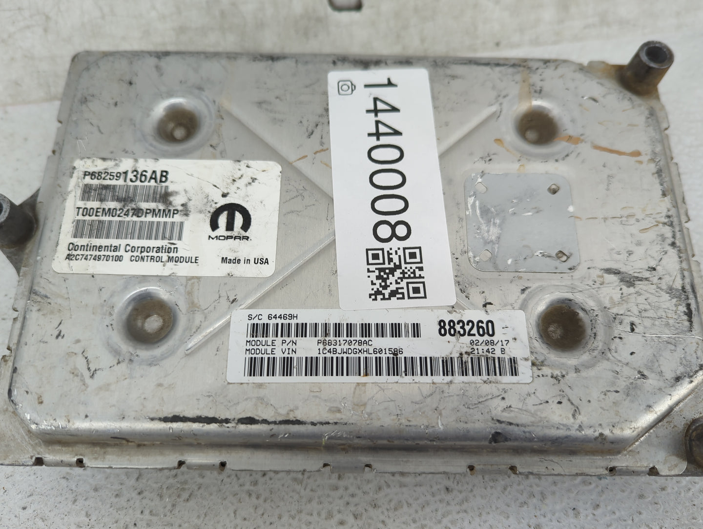 2016-2018 Jeep Wrangler PCM Engine Control Computer ECU ECM PCU OEM P/N:P68259136AB P68317078AC Fits Fits 2016 2017 2018 OEM