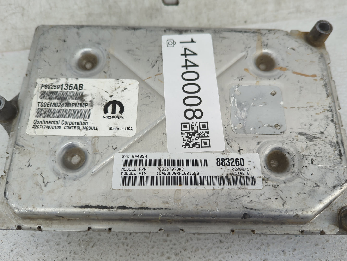 2016-2018 Jeep Wrangler PCM Engine Control Computer ECU ECM PCU OEM P/N:P68259136AB P68317078AC Fits Fits 2016 2017 2018 OEM