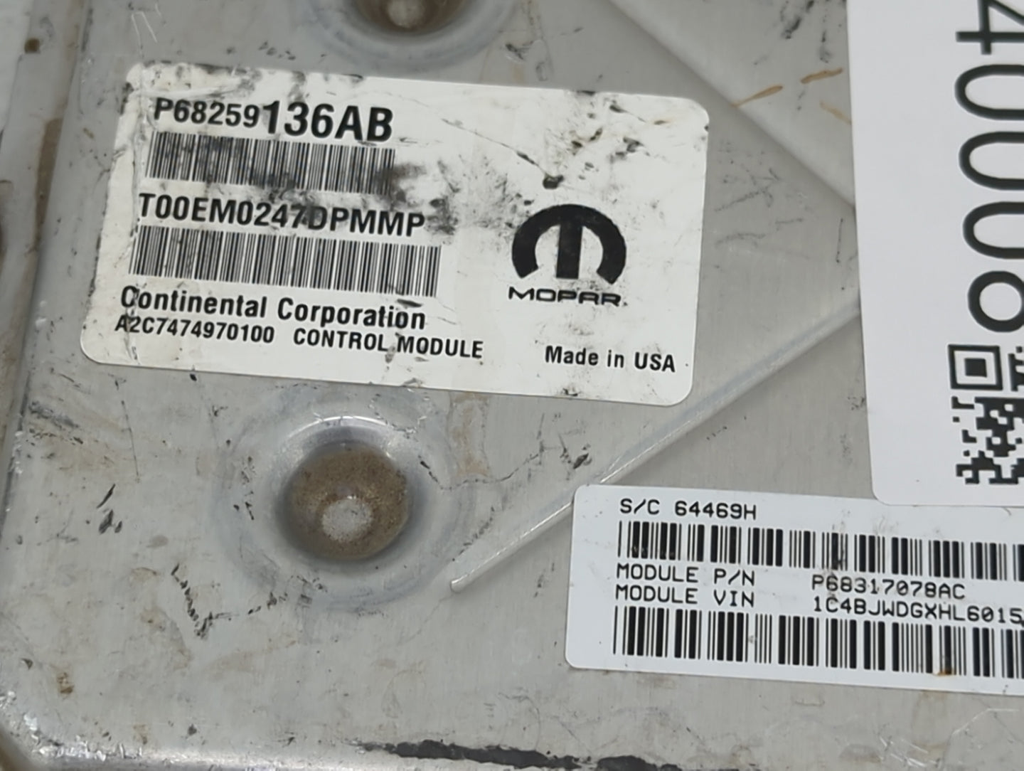 2016-2018 Jeep Wrangler PCM Engine Control Computer ECU ECM PCU OEM P/N:P68259136AB P68317078AC Fits Fits 2016 2017 2018 OEM