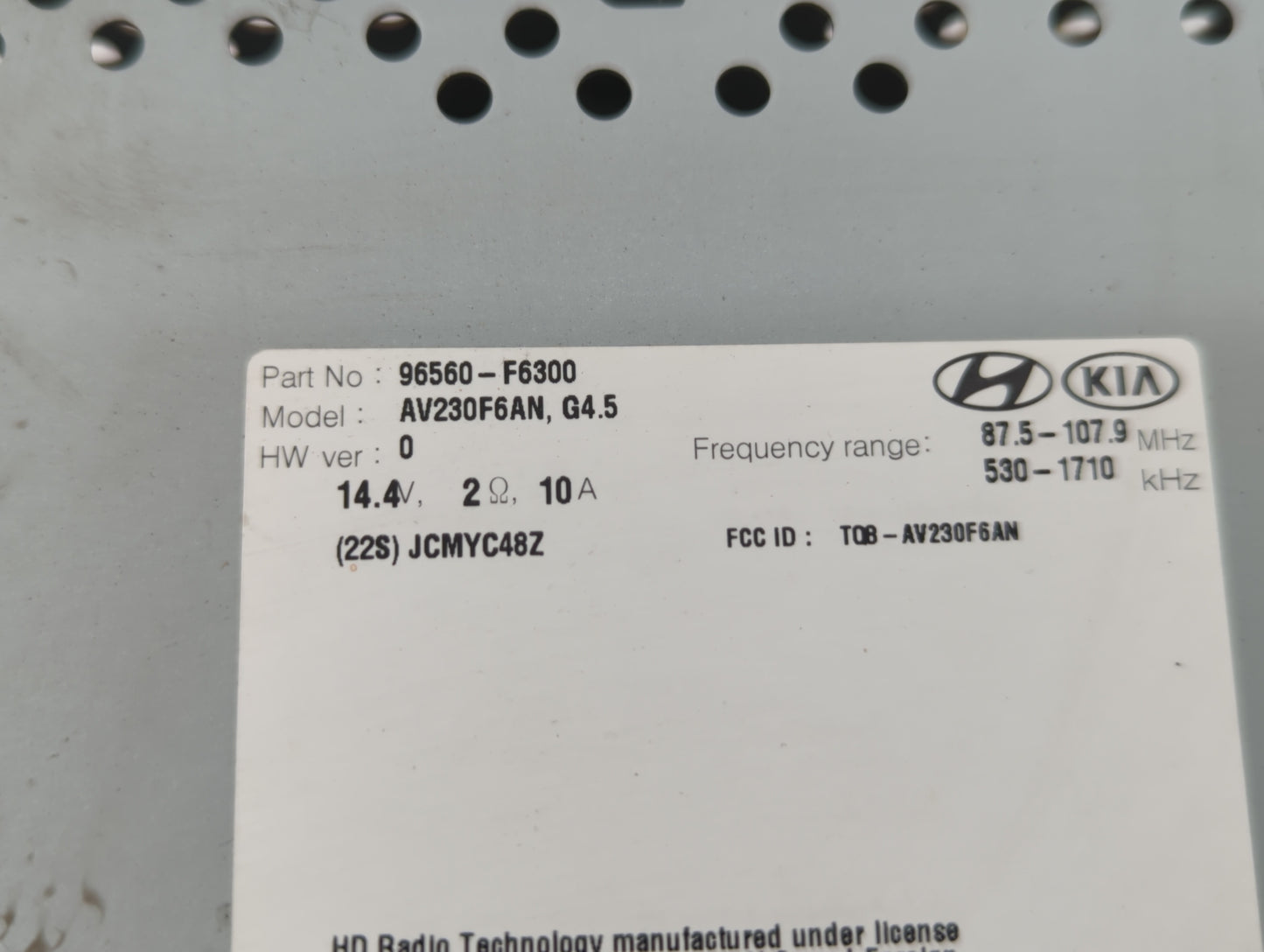 2017-2018 Kia Cadenza Am Fm Cd Player Radio Receiver - Oemusedautoparts1.com