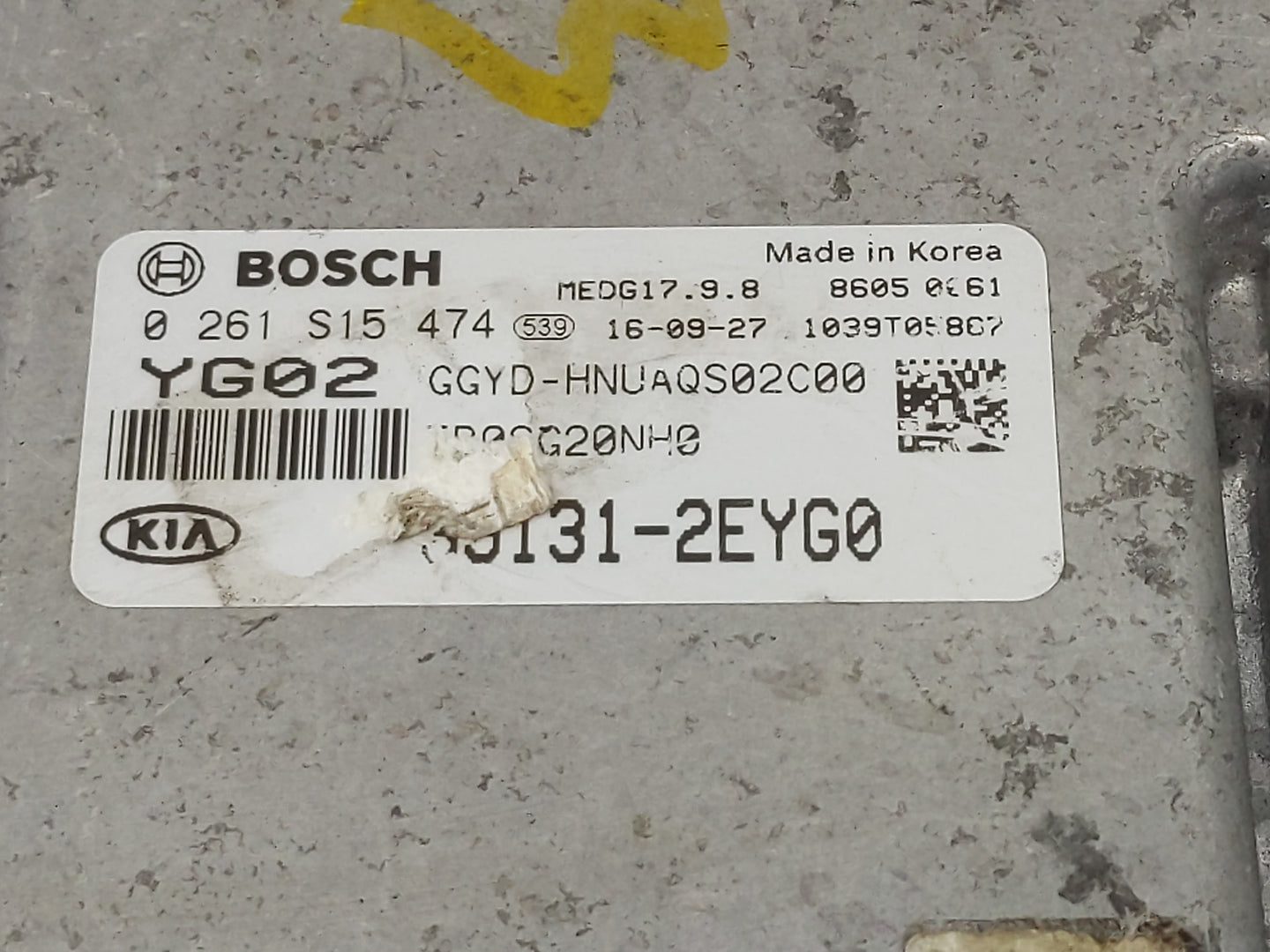 2017-2018 Kia Forte PCM Engine Control Computer ECU ECM PCU OEM P/N:39131-2EYG0, 0 261 S15 474 Fits Fits 2017 2018 OEM Used 