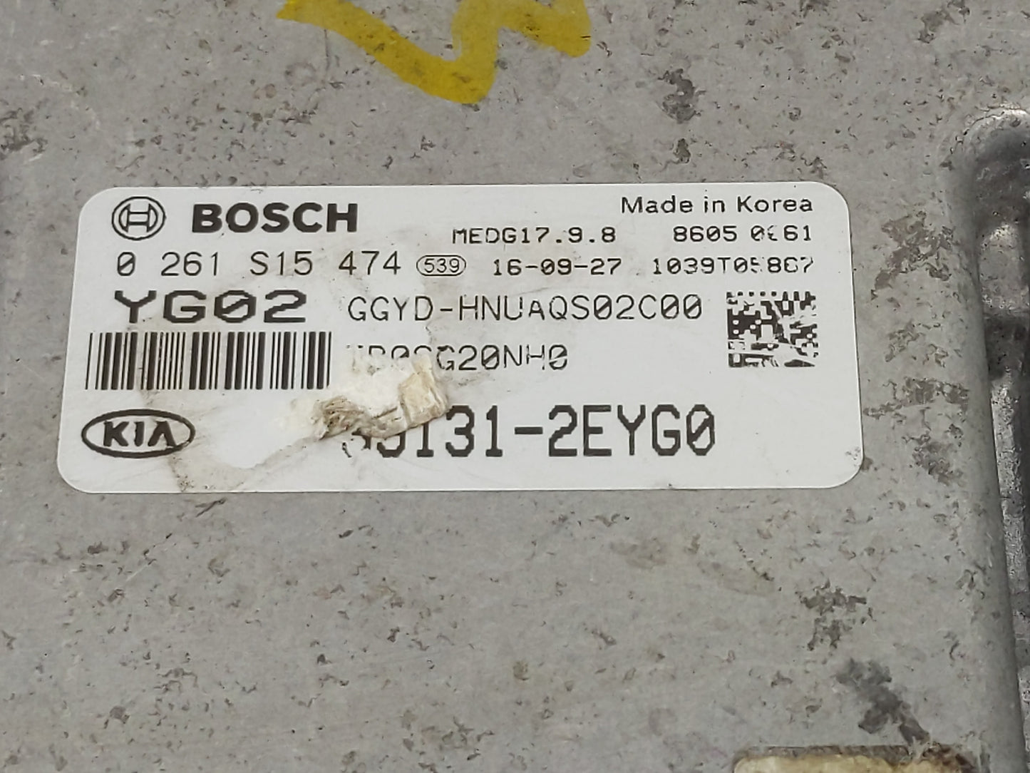 2017-2018 Kia Forte PCM Engine Control Computer ECU ECM PCU OEM P/N:39131-2EYG0, 0 261 S15 474 Fits Fits 2017 2018 OEM Used 