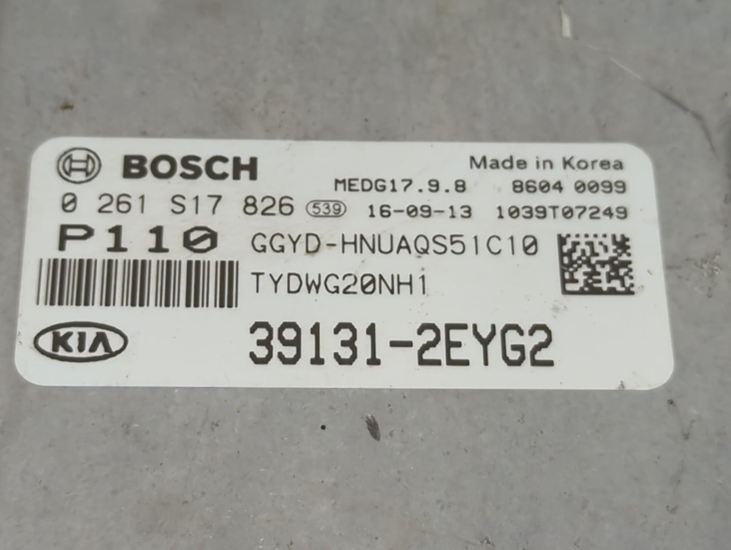2017-2018 Kia Forte PCM Engine Control Computer ECU ECM PCU OEM P/N:39131-2EYG2 0261S17826 Fits Fits 2017 2018 OEM Used Auto