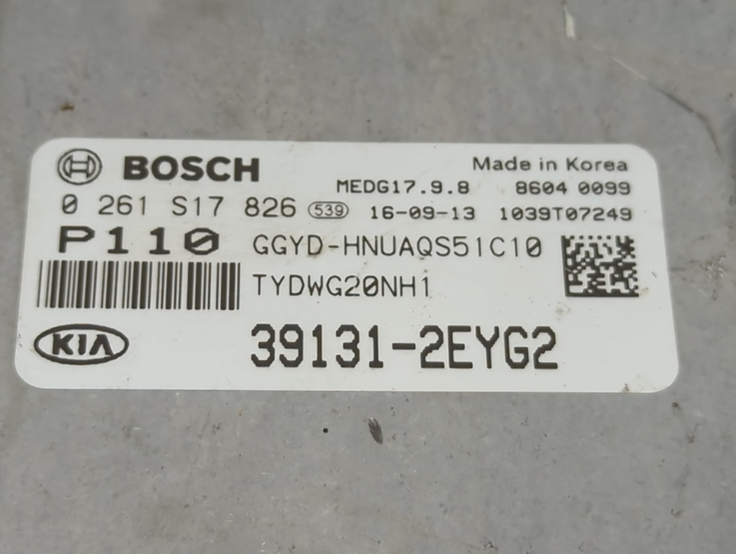 2017-2018 Kia Forte PCM Engine Control Computer ECU ECM PCU OEM P/N:39131-2EYG2 0261S17826 Fits Fits 2017 2018 OEM Used Auto