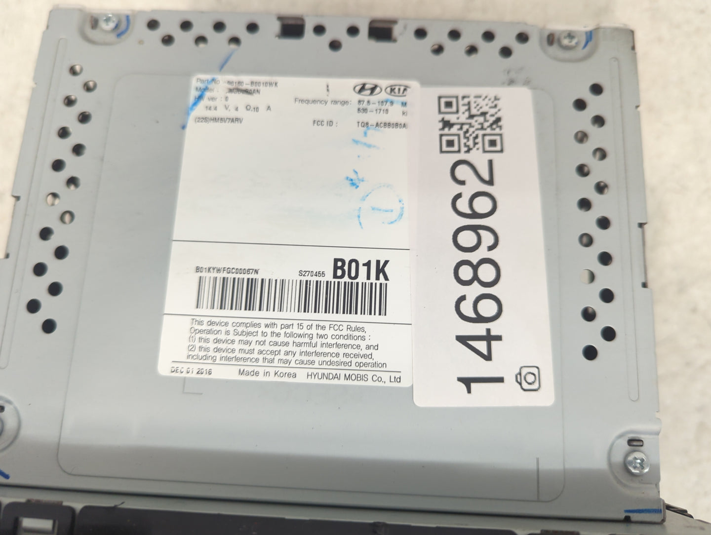 2017-2018 Kia Forte Radio AM FM Cd Player Receiver Replacement P/N:96160-B0010WK TQ8-ACBB0B0A Fits Fits 2017 2018 OEM Used A