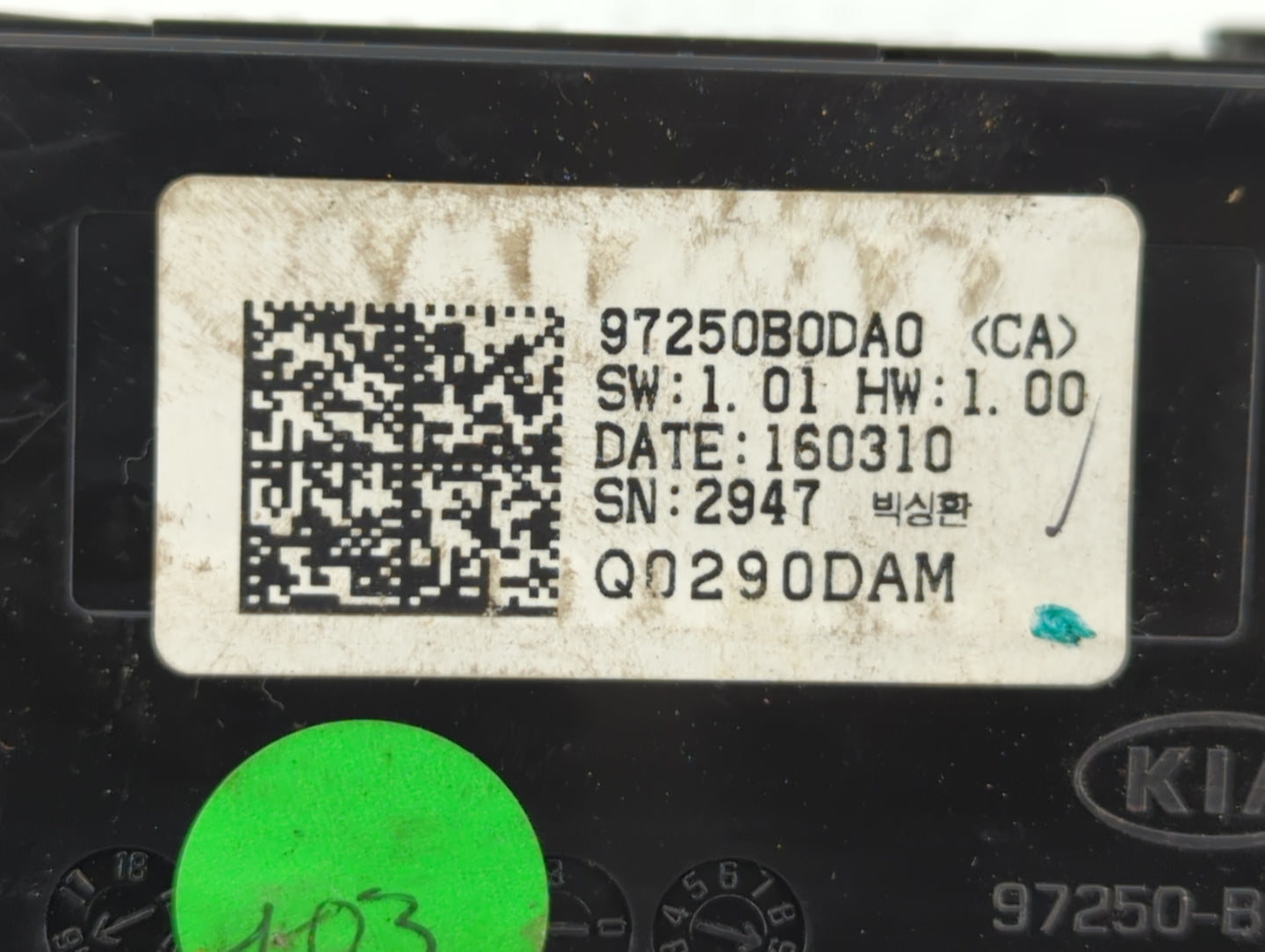 2017-2018 Kia Forte Climate Control Module Temperature AC/Heater Replacement P/N:97250B0DA0 Fits Fits 2017 2018 OEM Used Aut