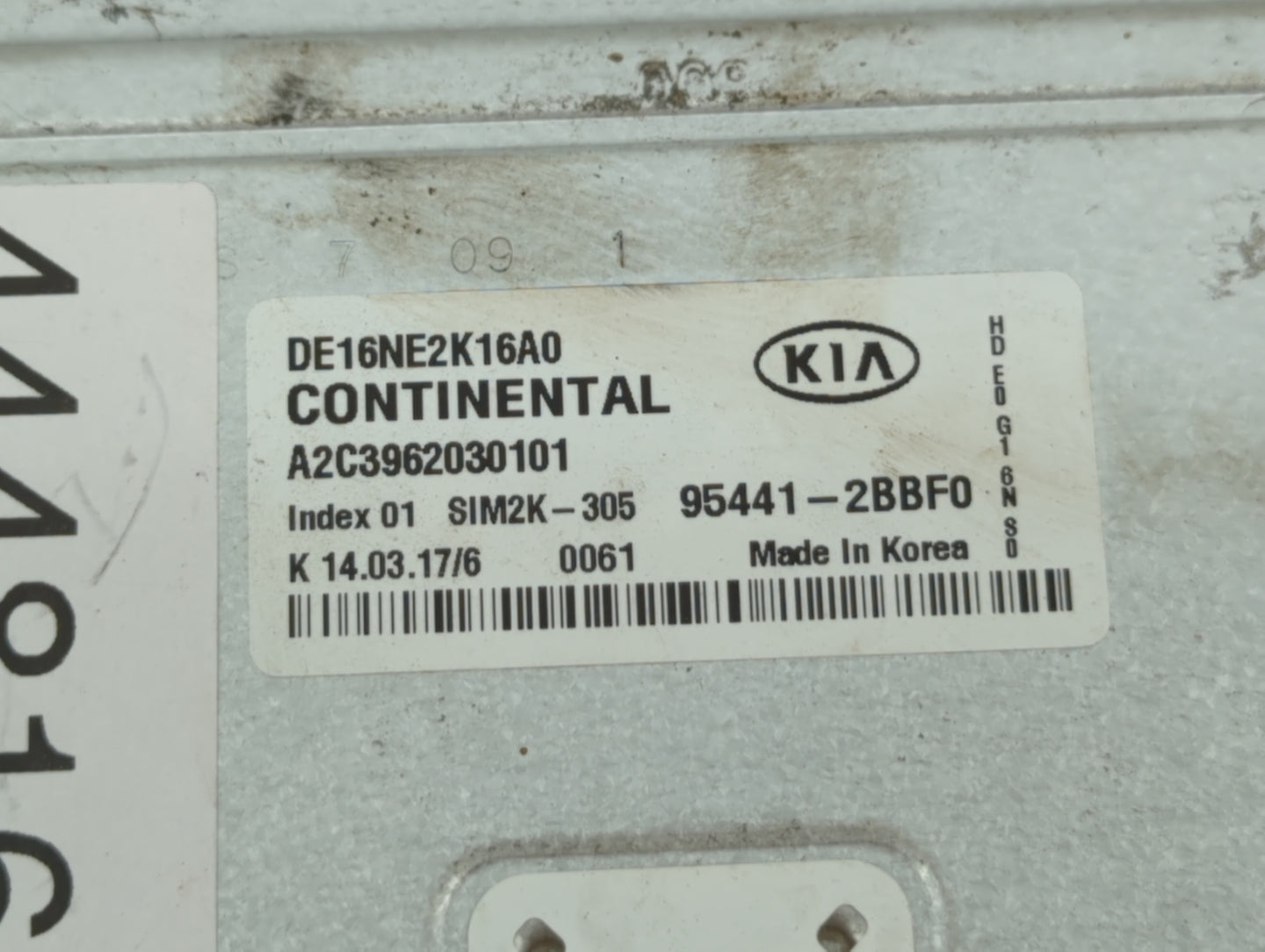 2017 Kia Niro PCM Engine Control Computer ECU ECM PCU OEM P/N:95441-2BBF0 Fits OEM Used Auto Parts - Oemusedautoparts1.com