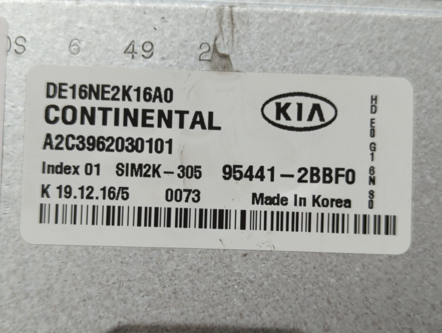 2017 Kia Niro PCM Engine Control Computer ECU ECM PCU OEM P/N:95441-2BBF0 391B1-03DH5 Fits OEM Used Auto Parts - Oemusedauto
