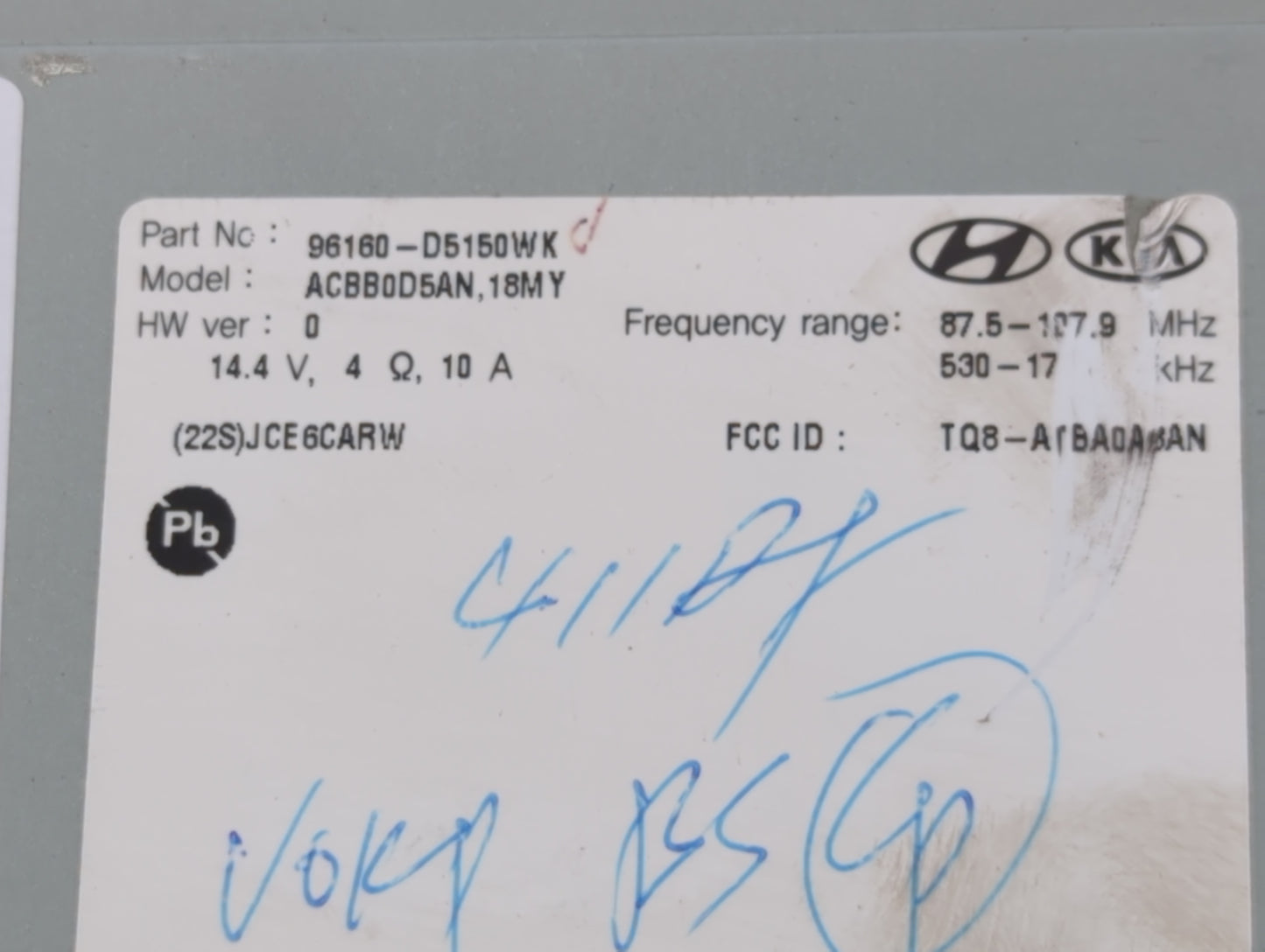 2017-2018 Kia Optima Radio AM FM Cd Player Receiver Replacement P/N:96180-A8150WK Fits Fits 2017 2018 OEM Used Auto Parts - 