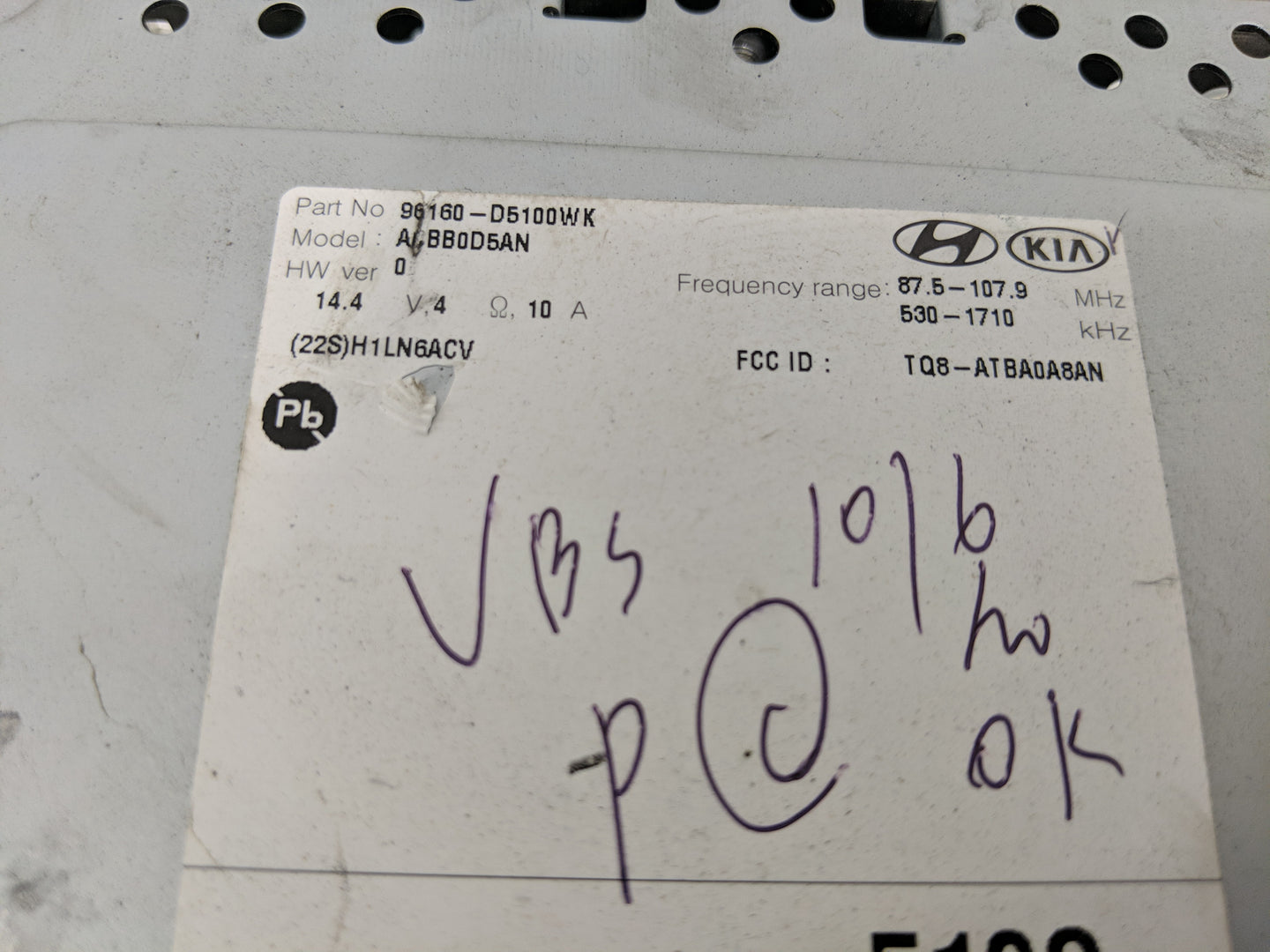 2016-2018 Kia Optima Radio AM FM Cd Player Receiver Replacement P/N:96160-D5100WK Fits Fits 2016 2017 2018 OEM Used Auto Par