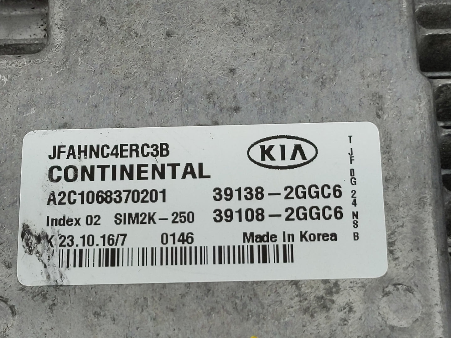 2017 Kia Optima PCM Engine Control Computer ECU ECM PCU OEM P/N:39108-2GGC6 39138-2GGC6 Fits OEM Used Auto Parts - Oemusedau