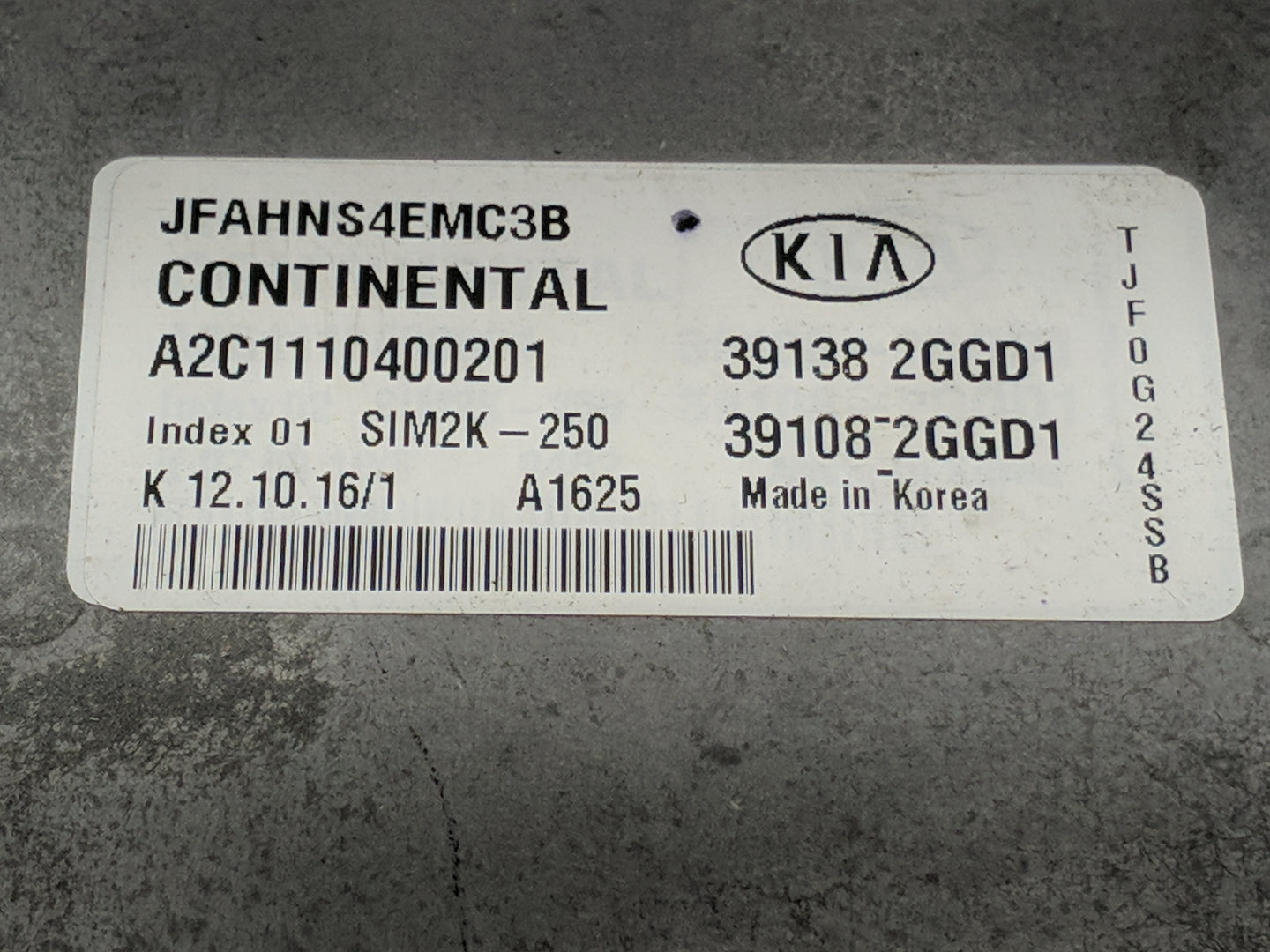 2017 Kia Optima PCM Engine Control Computer ECU ECM PCU OEM P/N:39138 2GGD1 39108 2GGD1, A2C1110400201, JFAHNS4EMC3B Fits OE