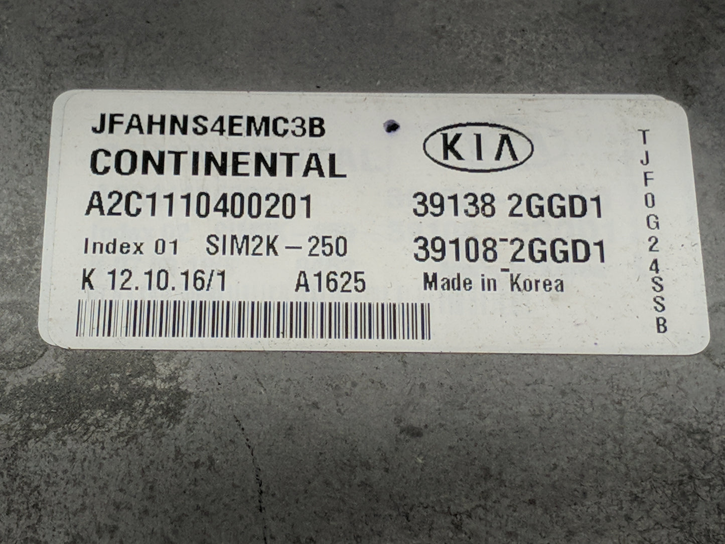 2017 Kia Optima PCM Engine Control Computer ECU ECM PCU OEM P/N:39138 2GGD1 39108 2GGD1, A2C1110400201, JFAHNS4EMC3B Fits OE
