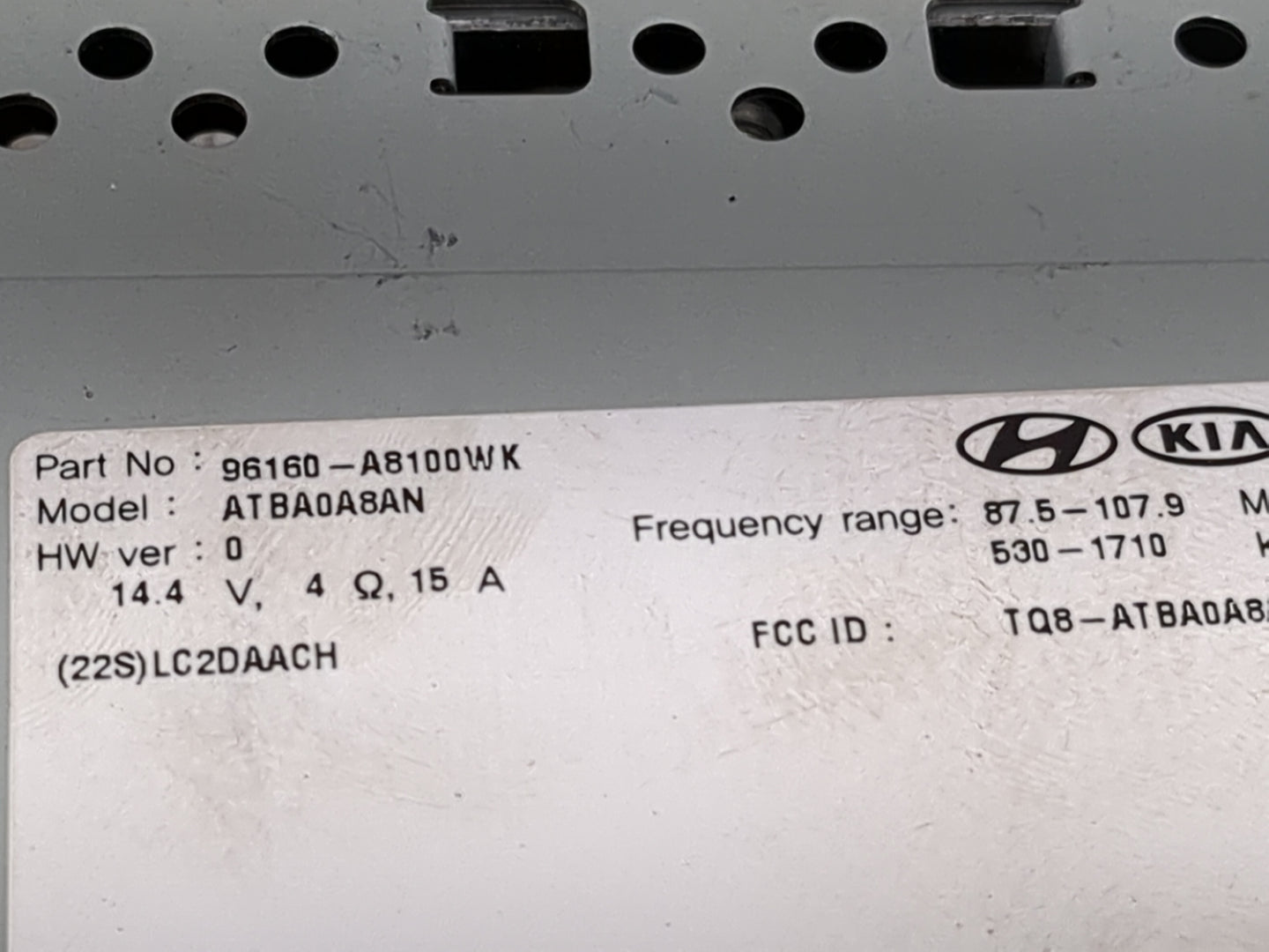 2017 Kia Optima Radio AM FM Cd Player Receiver Replacement P/N:96160-A8100WK ATBA0A8AN, TQ8-ATBA0A8 Fits OEM Used Auto Parts