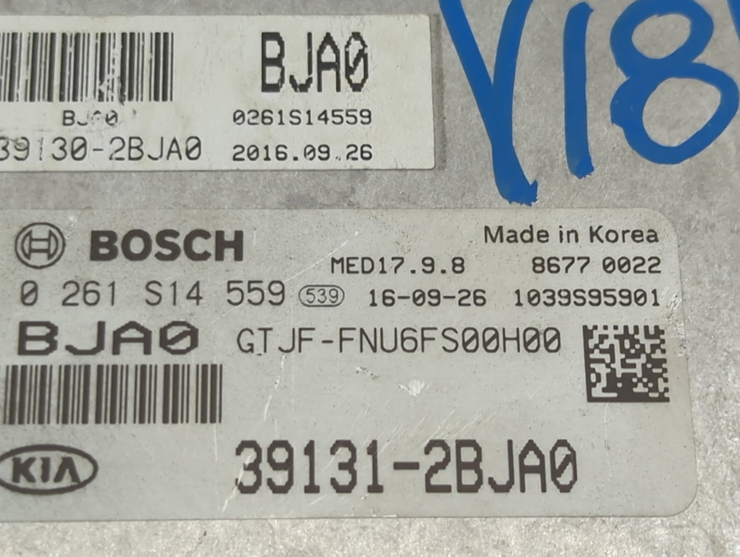 2016-2018 Kia Optima PCM Engine Control Computer ECU ECM PCU OEM P/N:39131-2BJA0 39130-2BJA0, 0261S14559 Fits Fits 2016 2017