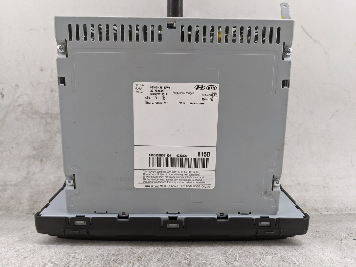 2017-2018 Kia Optima Radio AM FM Cd Player Receiver Replacement P/N:96180-A8150WK AC1A0A8AN, TQB-AC1A2D5AN Fits Fits 2017 20