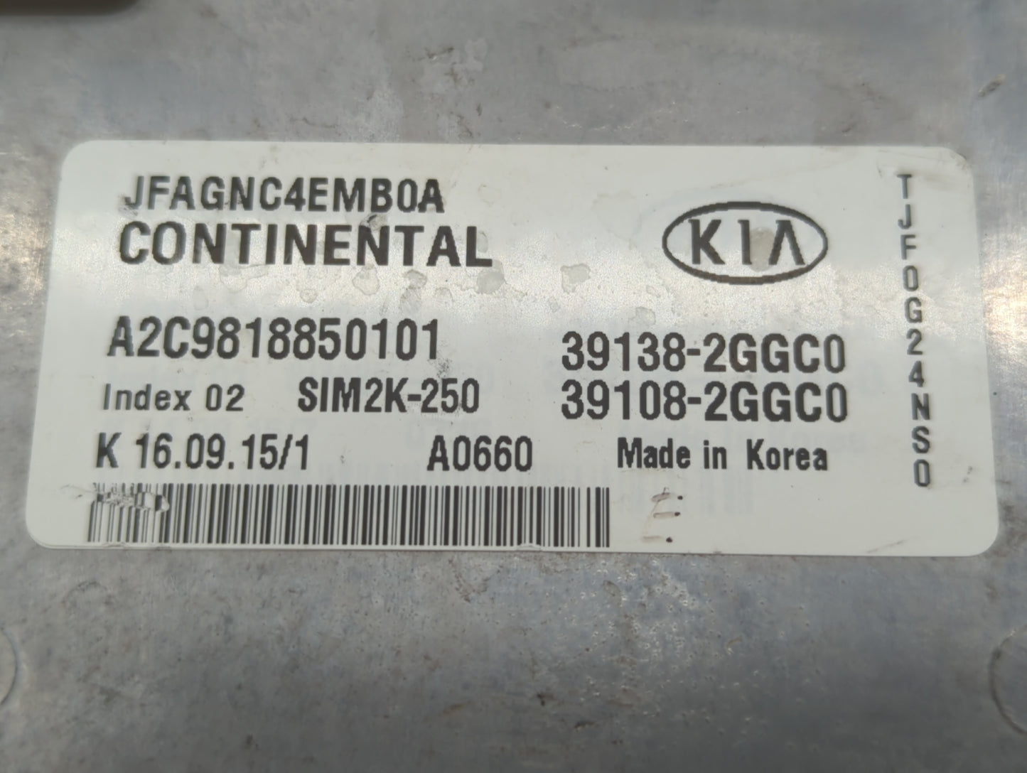 2016-2018 Kia Optima PCM Engine Control Computer ECU ECM PCU OEM P/N:39108-2GGC0 39138-2GGC0, 39108-2GGC1 Fits Fits 2016 201
