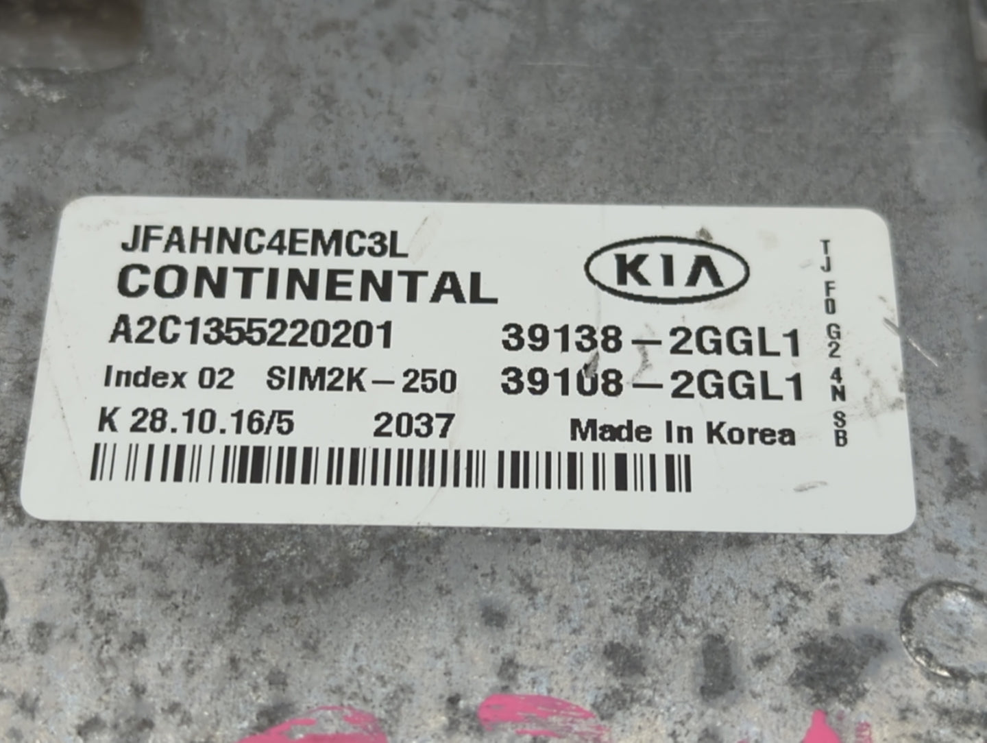 2016-2018 Kia Optima PCM Engine Control Computer ECU ECM PCU OEM P/N:39108-2GGL1 39138-2GGL1, 39138-2GGC5 Fits Fits 2016 201