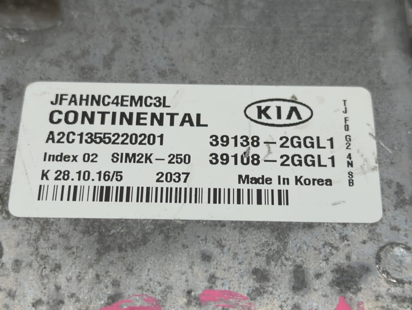 2016-2018 Kia Optima PCM Engine Control Computer ECU ECM PCU OEM P/N:39108-2GGL1 39138-2GGL1, 39138-2GGC5 Fits Fits 2016 201