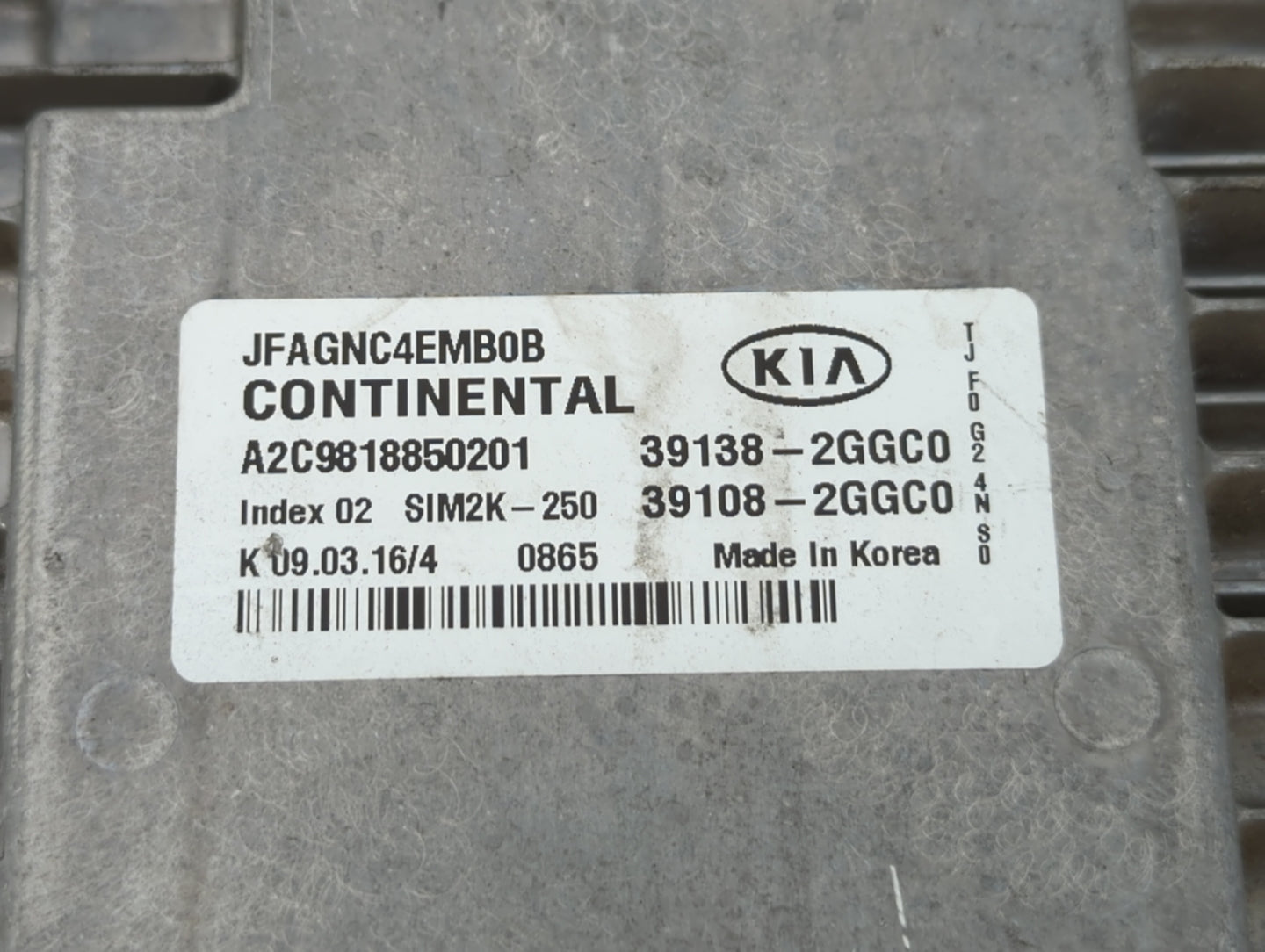 2016-2018 Kia Optima PCM Engine Control Computer ECU ECM PCU OEM P/N:39138-2GGC0 39108-2GGC0, 39108-2GGD2 Fits Fits 2016 201