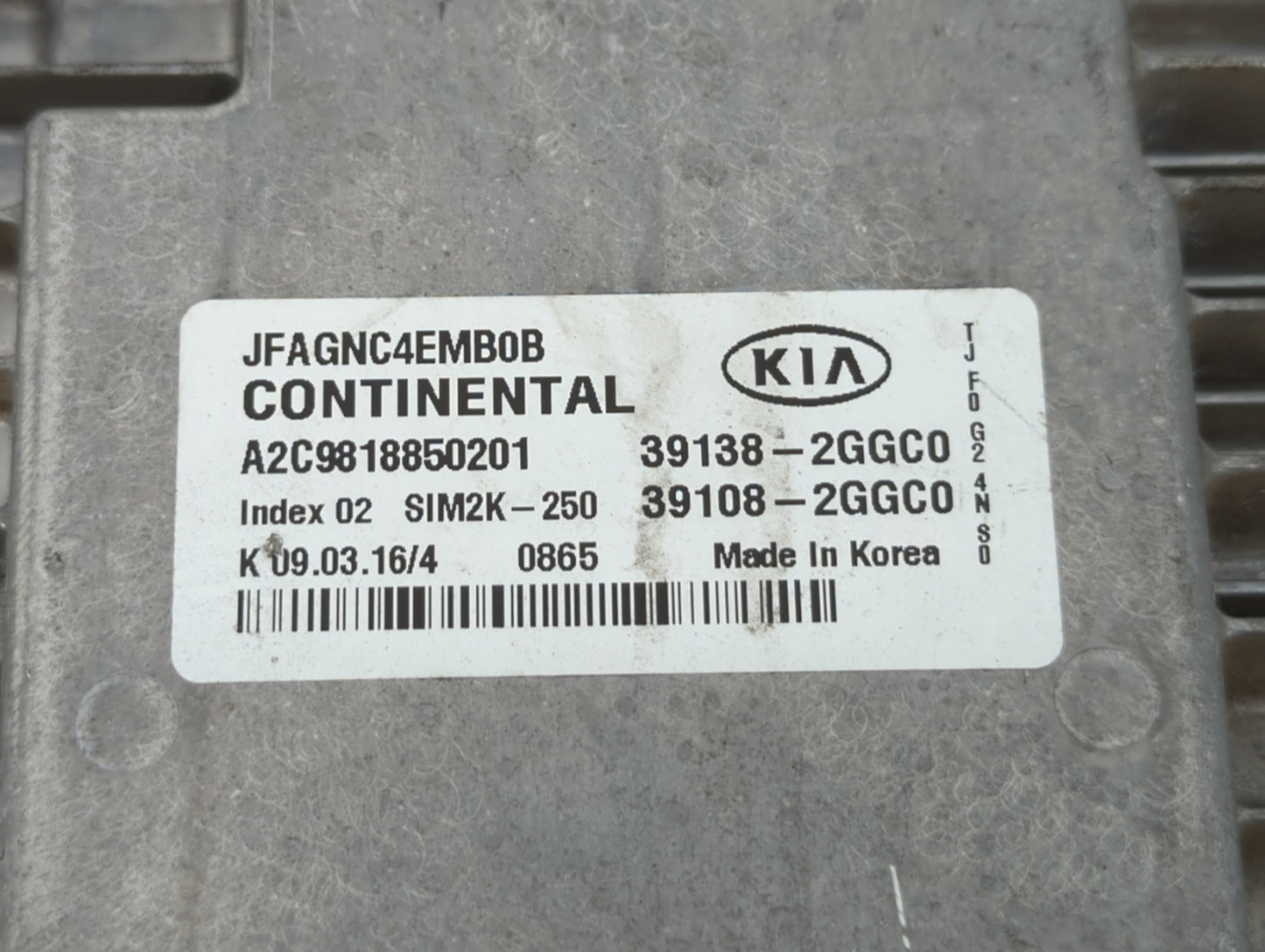 2016-2018 Kia Optima PCM Engine Control Computer ECU ECM PCU OEM P/N:39138-2GGC0 39108-2GGC0, 39108-2GGD2 Fits Fits 2016 201