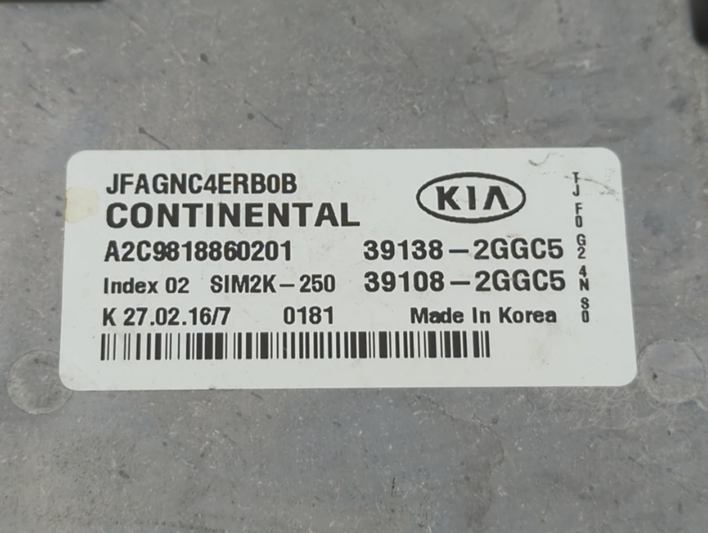 2016-2018 Kia Optima PCM Engine Control Computer ECU ECM PCU OEM P/N:39108-2GGL1 39138-2GGL1, 39138-2GGC5 Fits Fits 2016 201