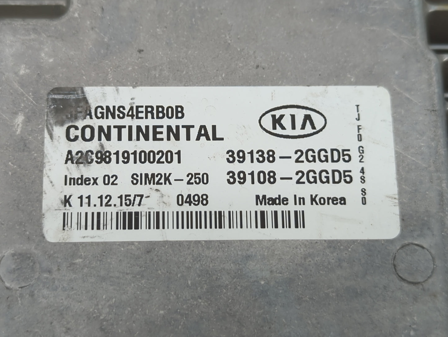 2016-2018 Kia Optima PCM Engine Control Computer ECU ECM PCU OEM P/N:39108-2GGD5 39138-2GGD5, 39138-2GGD6 Fits Fits 2016 201