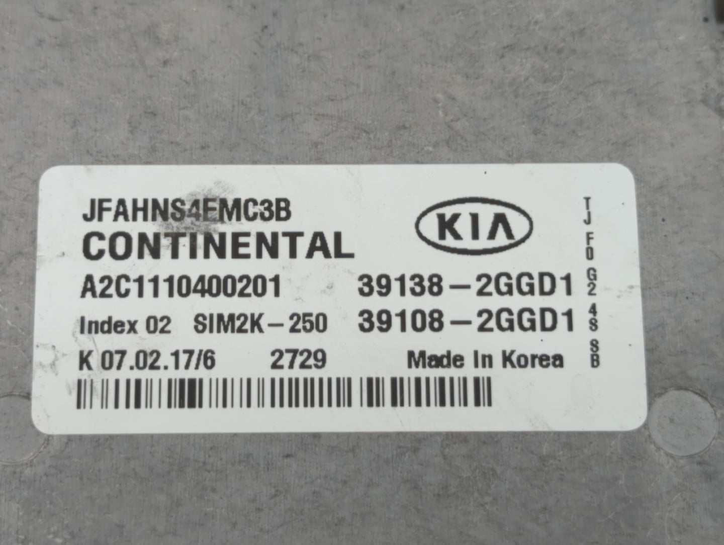 2016-2018 Kia Optima PCM Engine Control Computer ECU ECM PCU OEM P/N:39108-2GGD2 39138-2GGD2, 39138-2GGD0 Fits Fits 2016 201