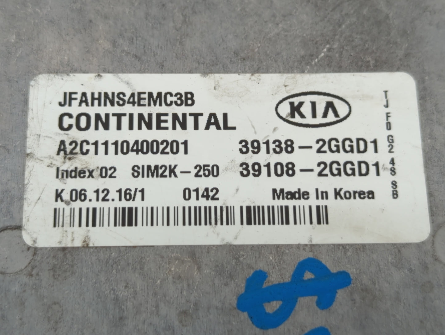 2016-2018 Kia Optima PCM Engine Control Computer ECU ECM PCU OEM P/N:39108-2GGD0 39108-2GGD2, 39138-2GGD2 Fits Fits 2016 201