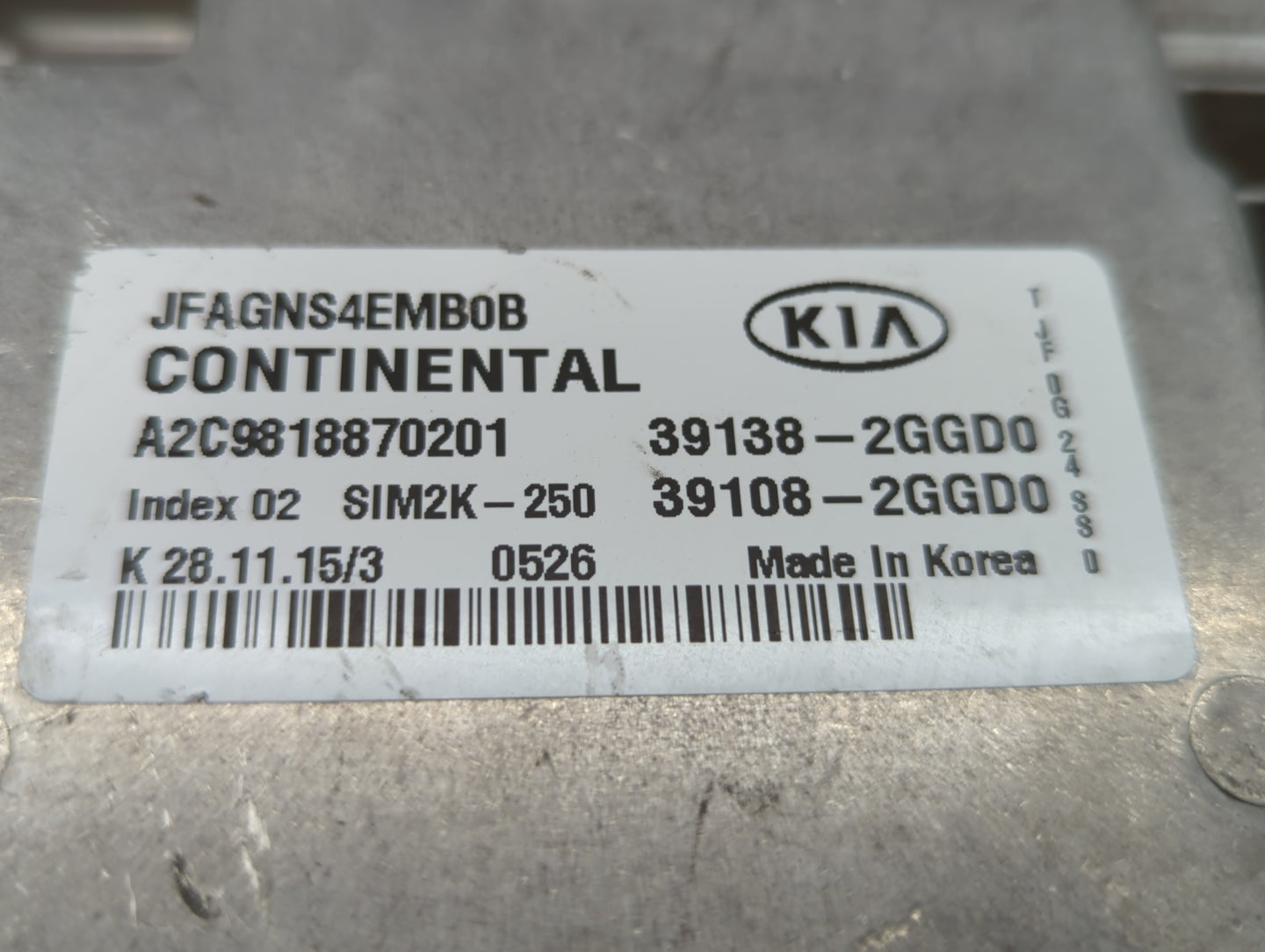 2016-2018 Kia Optima PCM Engine Control Computer ECU ECM PCU OEM P/N:39108-2GGD0 39138-2GGD0 Fits Fits 2016 2017 2018 OEM Us