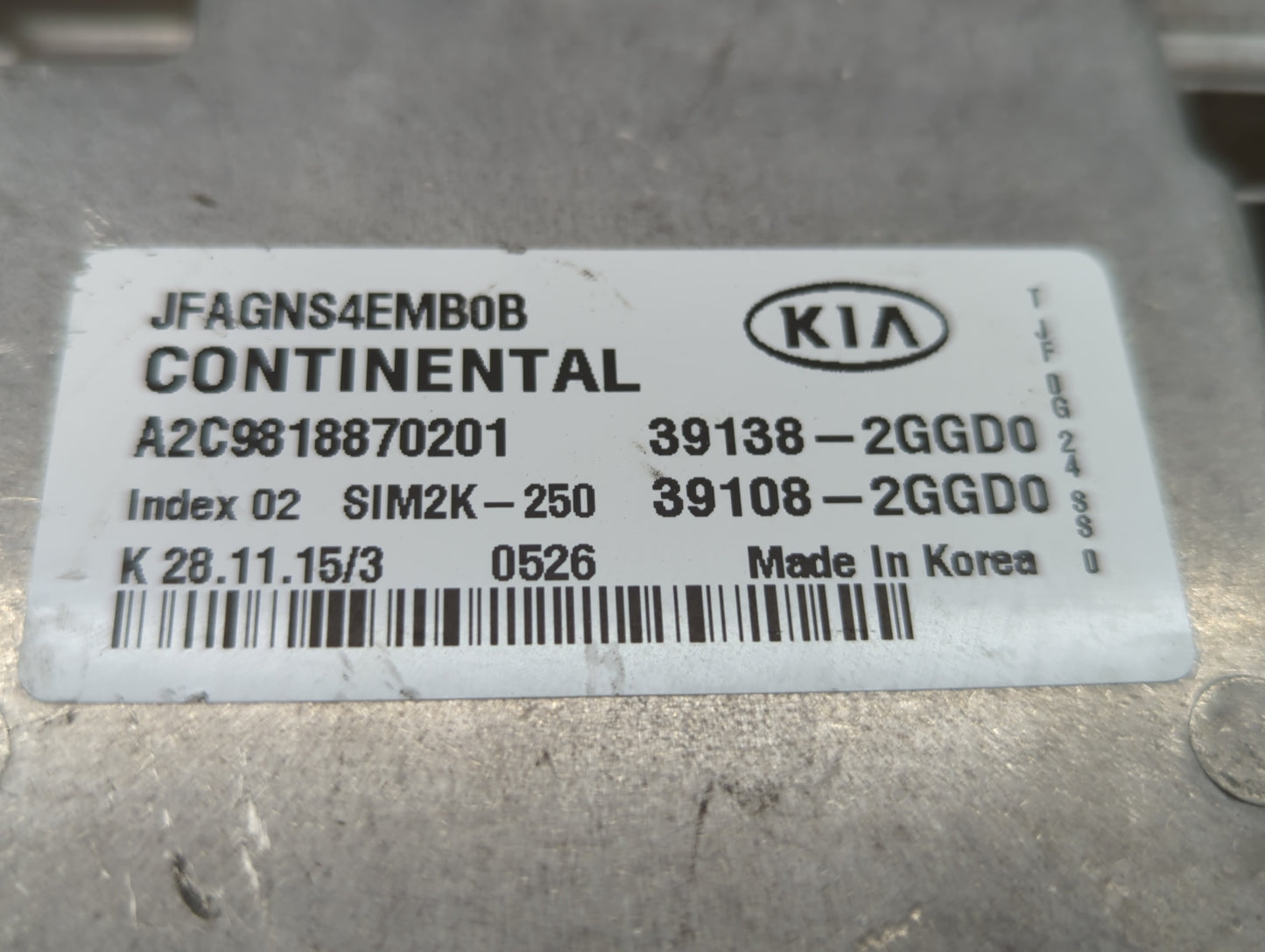 2016-2018 Kia Optima PCM Engine Control Computer ECU ECM PCU OEM P/N:39108-2GGD0 39138-2GGD0 Fits Fits 2016 2017 2018 OEM Us
