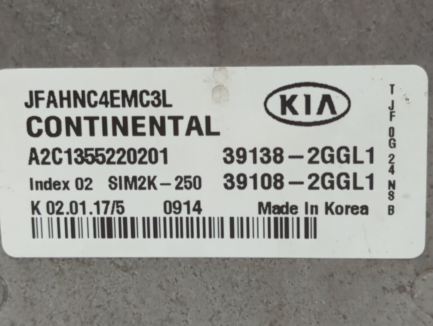 2016-2018 Kia Optima PCM Engine Control Computer ECU ECM PCU OEM P/N:39108-2GGL1 39138-2GGL1 Fits Fits 2016 2017 2018 OEM Us