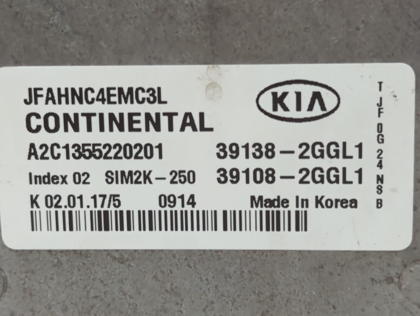2016-2018 Kia Optima PCM Engine Control Computer ECU ECM PCU OEM P/N:39108-2GGL1 39138-2GGL1 Fits Fits 2016 2017 2018 OEM Us