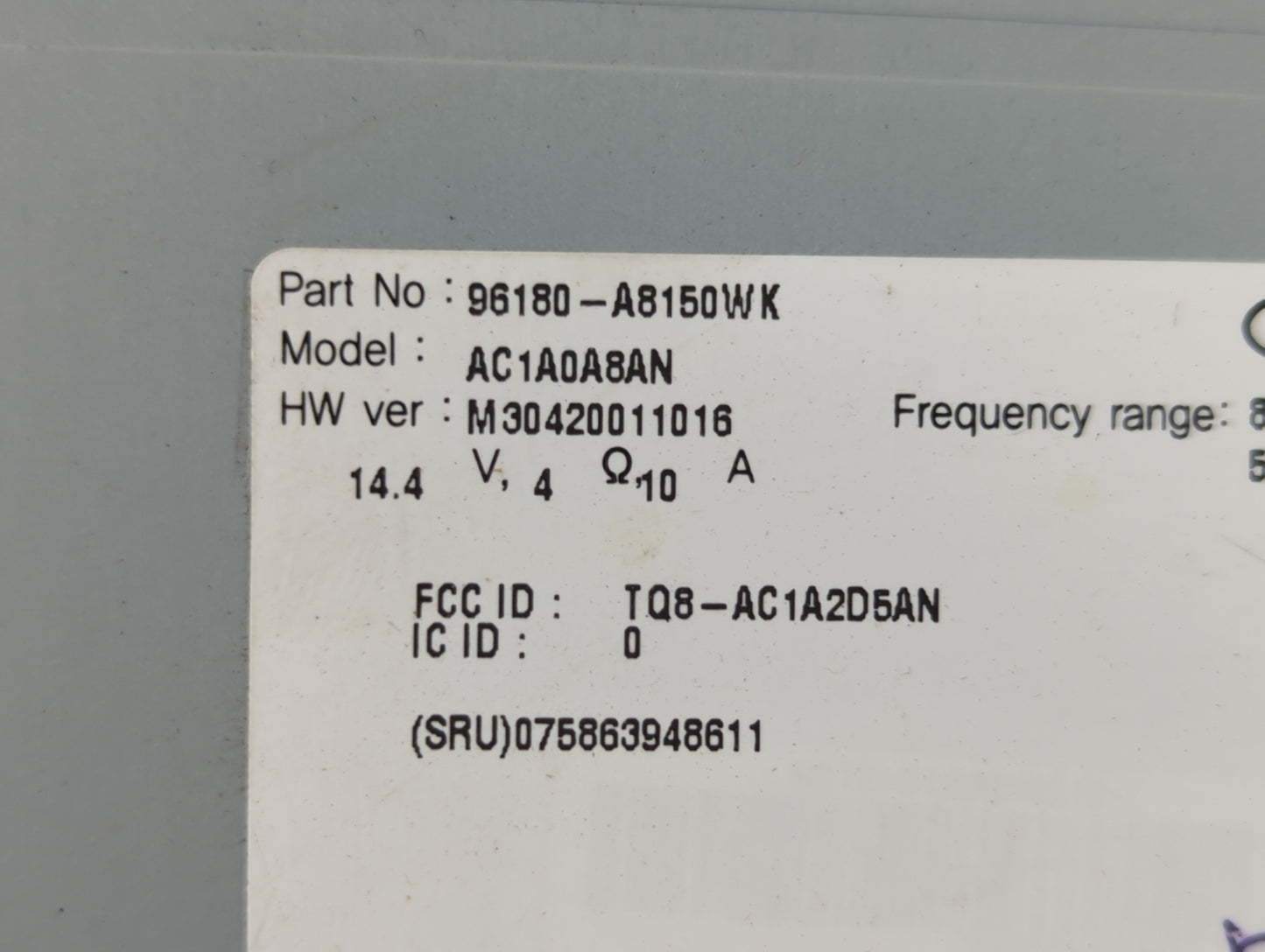 2017-2018 Kia Optima Radio AM FM Cd Player Receiver Replacement P/N:96180-A8150WK Fits Fits 2017 2018 OEM Used Auto Parts - 