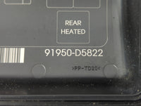 2016-2019 Kia Optima Fusebox Fuse Box Panel Relay Module P/N:91950-D5822 Fits Fits 2016 2017 2018 2019 OEM Used Auto Parts -