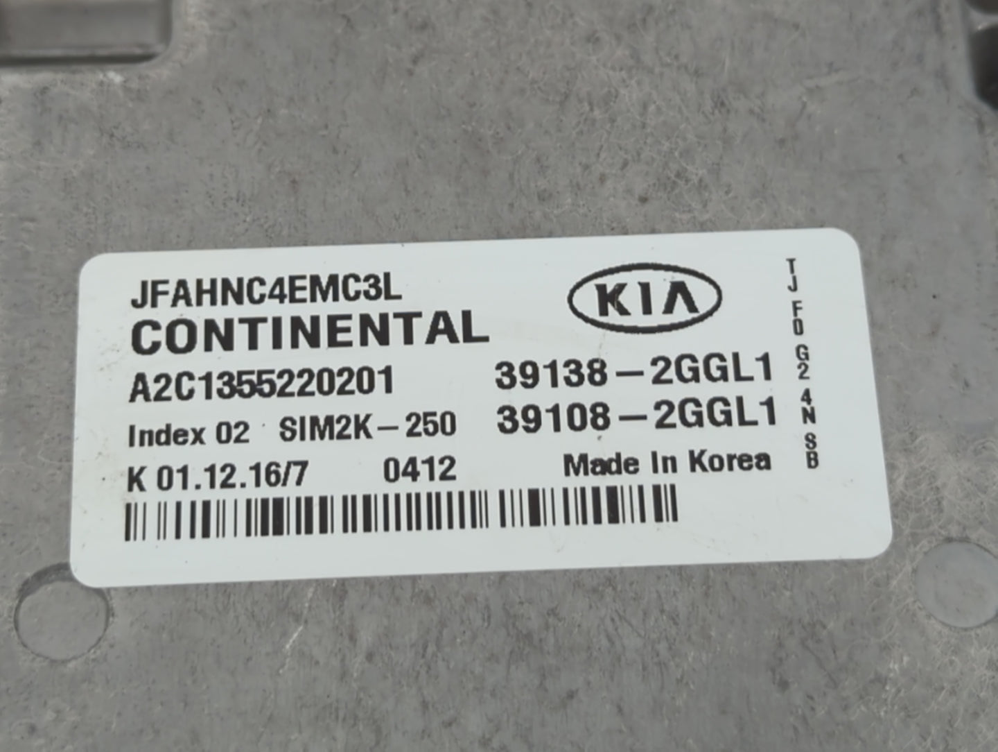 2016-2018 Kia Optima PCM Engine Control Computer ECU ECM PCU OEM P/N:39108-2GGL1 39138-2GGL1 Fits Fits 2016 2017 2018 OEM Us