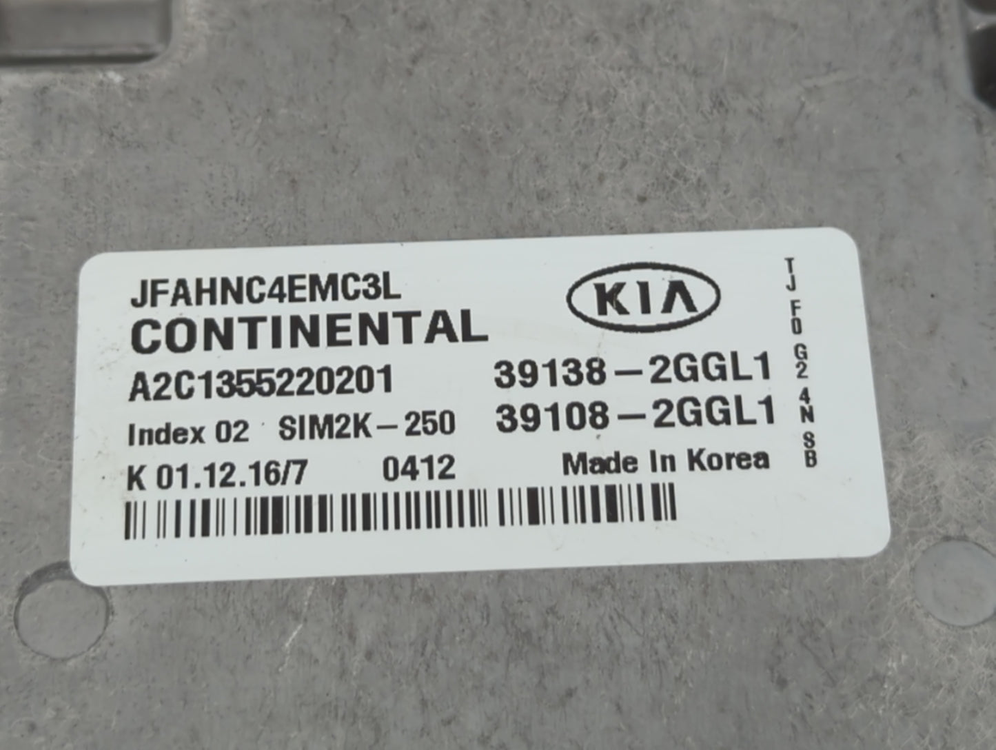 2016-2018 Kia Optima PCM Engine Control Computer ECU ECM PCU OEM P/N:39108-2GGL1 39138-2GGL1 Fits Fits 2016 2017 2018 OEM Us