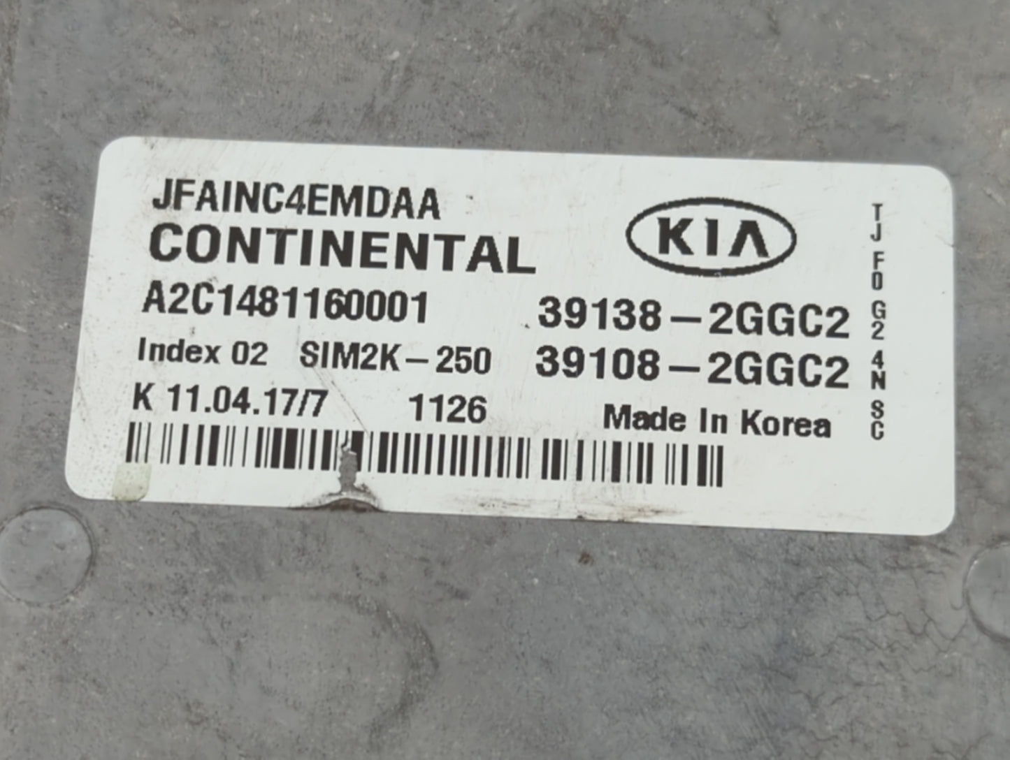 2016-2018 Kia Optima PCM Engine Control Computer ECU ECM PCU OEM P/N:39108-2GGL1 39138-2GGL1 Fits Fits 2016 2017 2018 OEM Us
