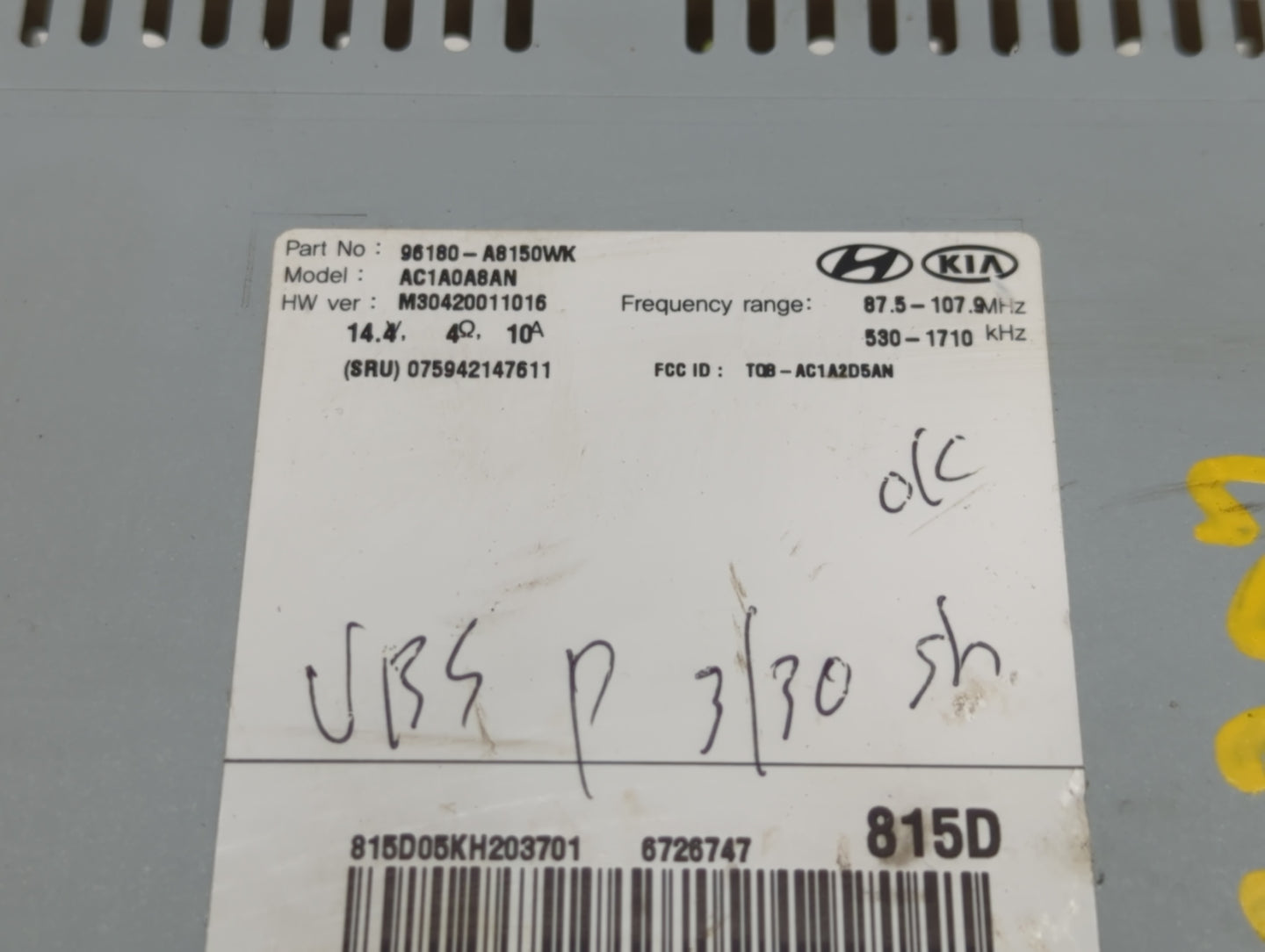 2017-2018 Kia Optima Am Fm Cd Player Radio Receiver - Oemusedautoparts1.com
