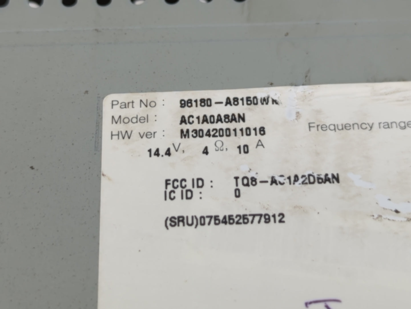 2016-2018 Kia Optima Radio AM FM Cd Player Receiver Replacement P/N:96180-A8150WK Fits Fits 2016 2017 2018 OEM Used Auto Par