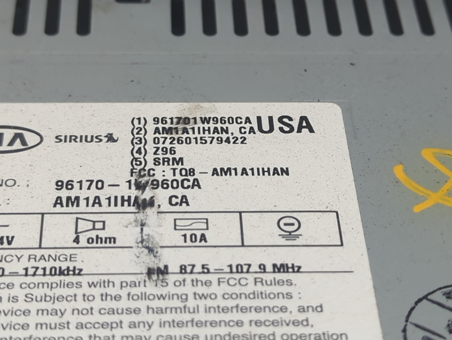2016-2017 Kia Rio Radio AM FM Cd Player Receiver Replacement P/N:961701W960CA AM1A1IHAN, TQ8-AM1A1IHAN Fits Fits 2016 2017 O