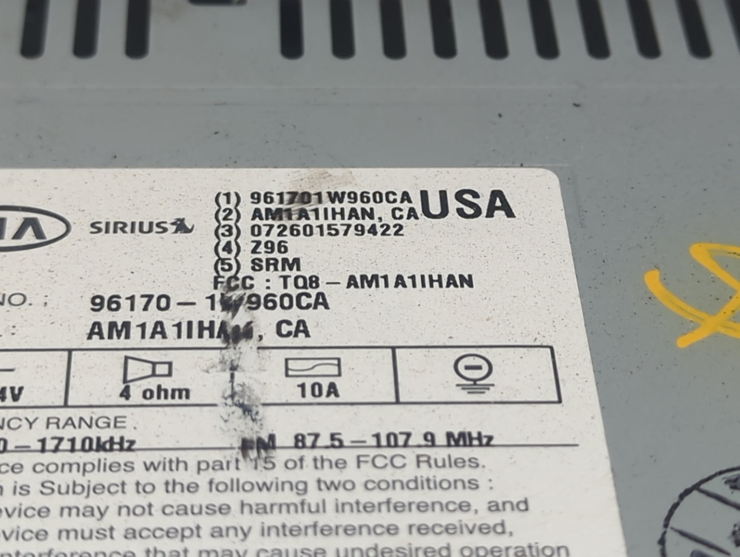 2016-2017 Kia Rio Radio AM FM Cd Player Receiver Replacement P/N:961701W960CA AM1A1IHAN, TQ8-AM1A1IHAN Fits Fits 2016 2017 O