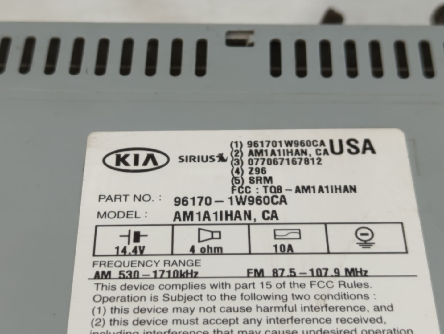 2016-2017 Kia Rio Am Fm Cd Player Radio Receiver - Oemusedautoparts1.com