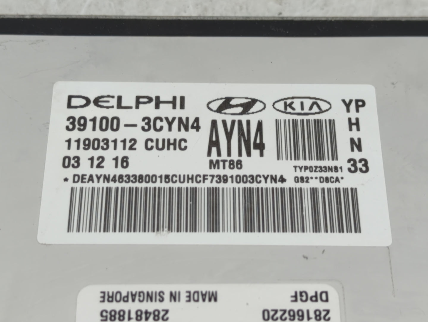 2016-2018 Kia Sedona PCM Engine Control Computer ECU ECM PCU OEM P/N:39100-3CYN4 Fits Fits 2016 2017 2018 OEM Used Auto Part
