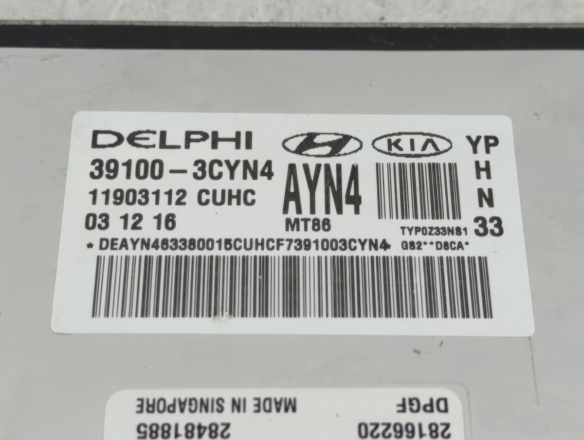 2016-2018 Kia Sedona PCM Engine Control Computer ECU ECM PCU OEM P/N:39100-3CYN4 Fits 2016 2017 2018 OEM Used Auto Parts - O