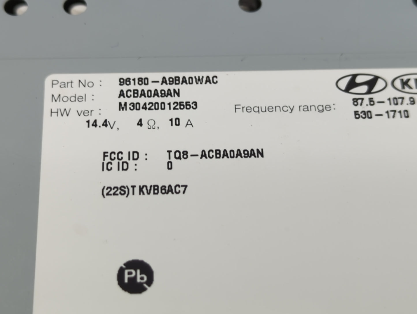 2017-2018 Kia Sedona Radio AM FM Cd Player Receiver Replacement P/N:96180-A9BA0WAC Fits Fits 2017 2018 OEM Used Auto Parts -