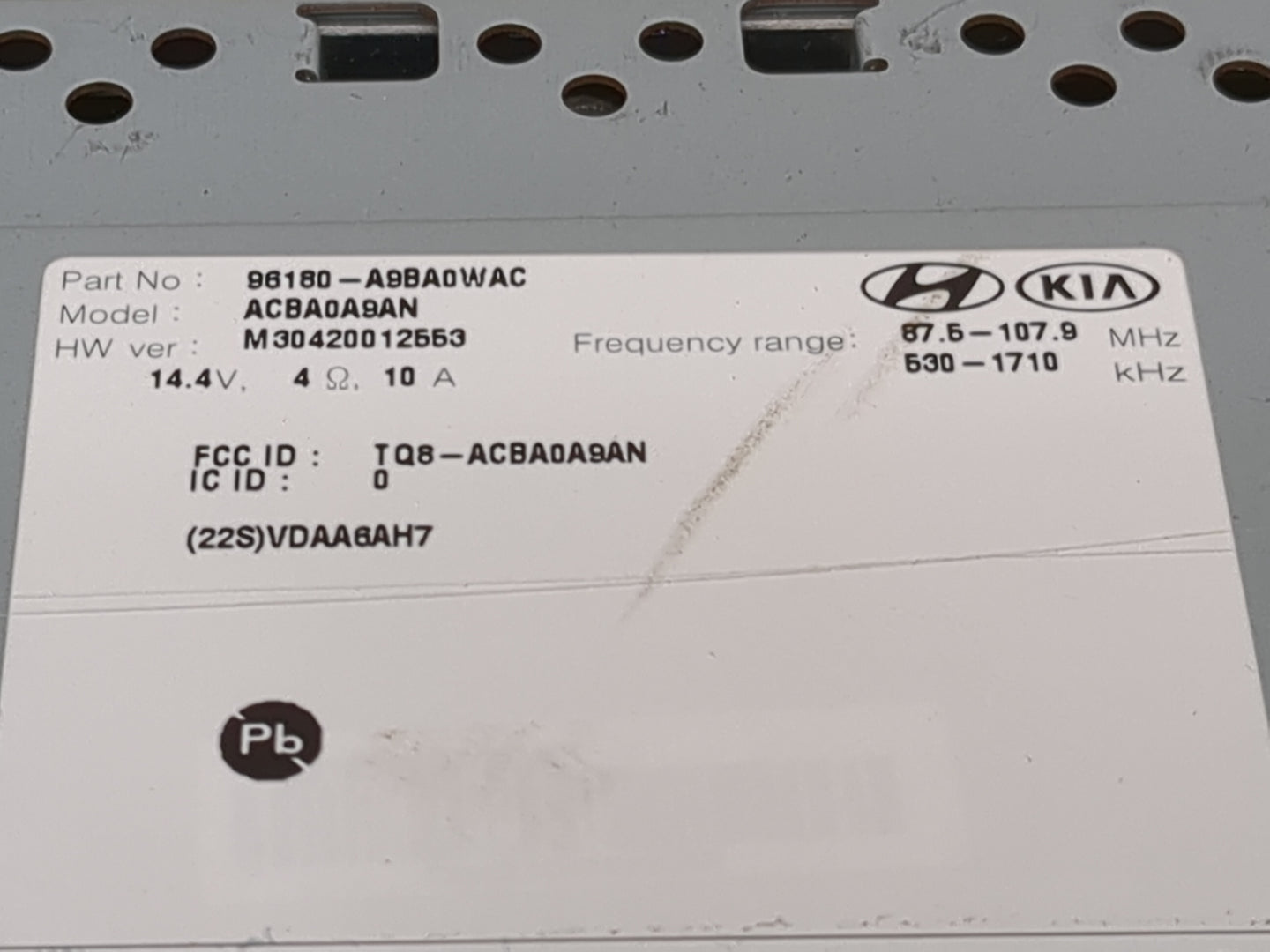 2017-2018 Kia Sedona Radio AM FM Cd Player Receiver Replacement P/N:96180-A9BA0WAC ACBA0A9AN, TQ8-ACBA0A9AN Fits Fits 2017 2