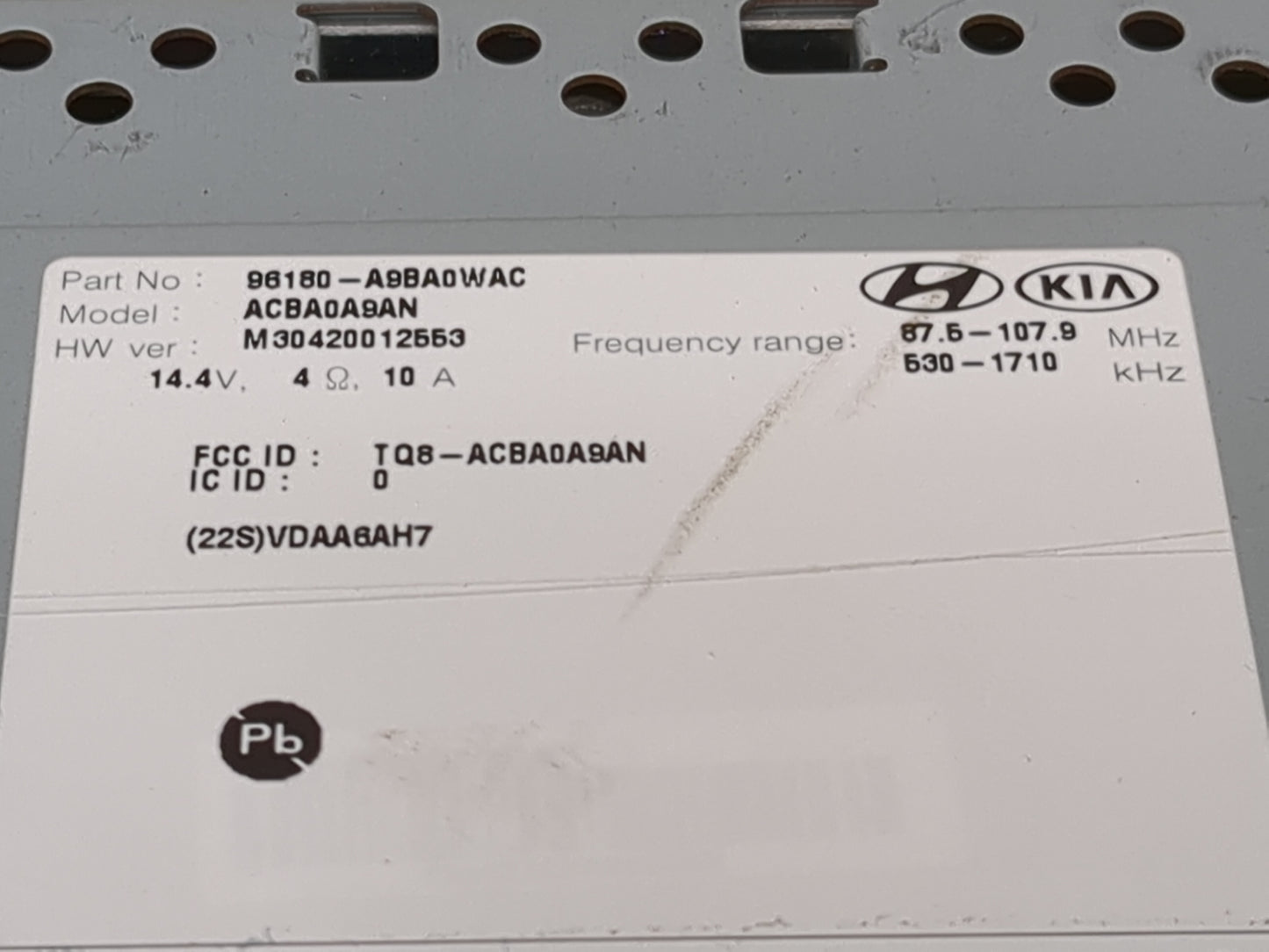2017-2018 Kia Sedona Radio AM FM Cd Player Receiver Replacement P/N:96180-A9BA0WAC ACBA0A9AN, TQ8-ACBA0A9AN Fits Fits 2017 2