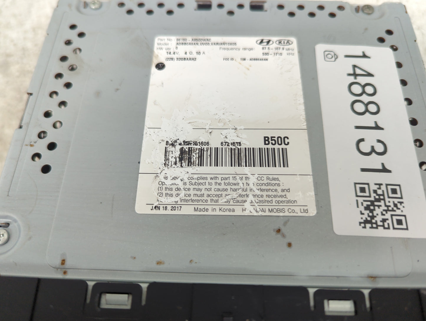 2017-2018 Kia Sedona Radio AM FM Cd Player Receiver Replacement P/N:96160-A9500WAC AD8B0A9AN.UV03.VARIANT.0X05 Fits Fits 201